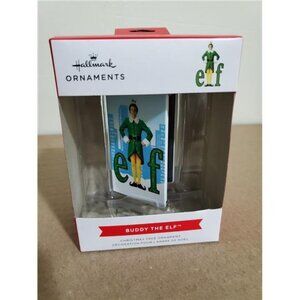 Buddy the ELF (Will Ferrell) Red Box  Hallmark VHS Christmas Tree Ornament
